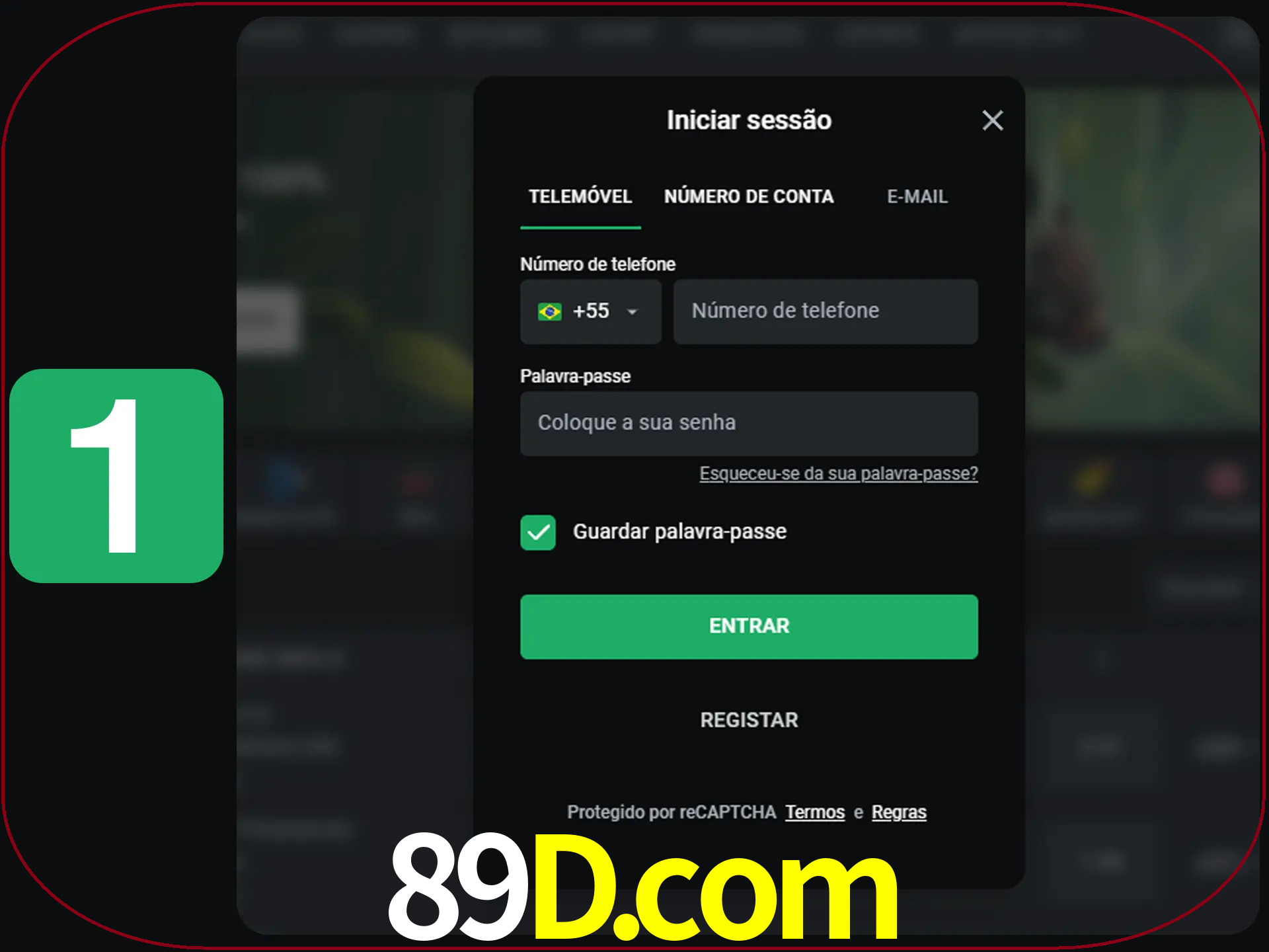 Clique no botão Entrar.